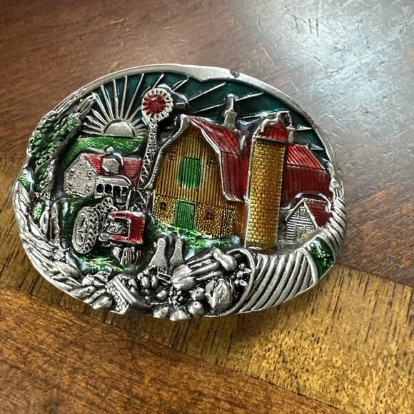 American Farmer Belt Buckle Farming Farm 4H FFA Agriculture Vtg 80s EP1028 - Picture 1 of 7
